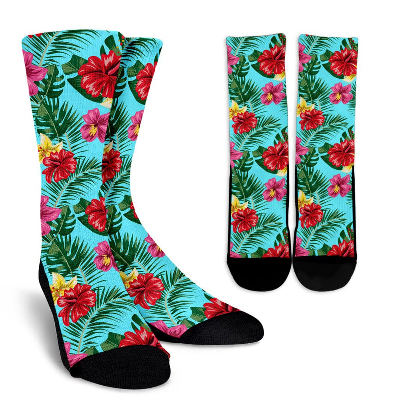 Hibiscus Hawaiian Flower Crew Socks