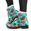 Hibiscus Hawaiian Flower Faux Fur Leather Boots