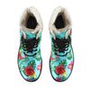 Hibiscus Hawaiian Flower Faux Fur Leather Boots
