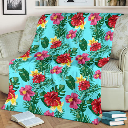 Hibiscus Hawaiian Flower Fleece Blanket