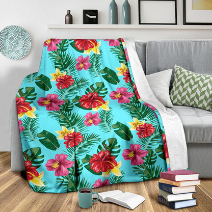 Hibiscus Hawaiian Flower Fleece Blanket