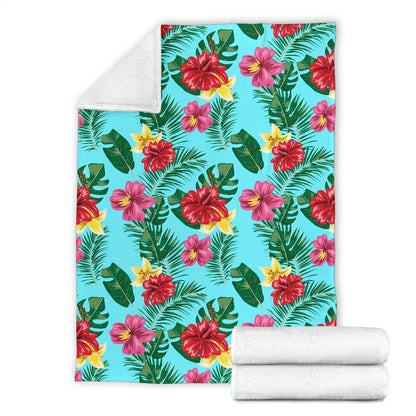 Hibiscus Hawaiian Flower Fleece Blanket