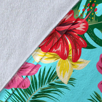Hibiscus Hawaiian Flower Fleece Blanket