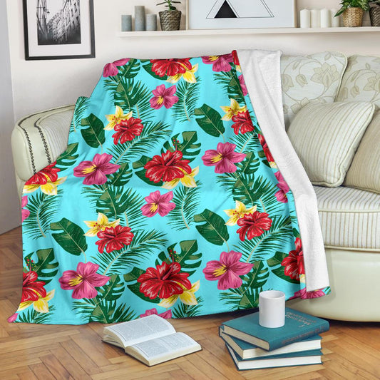 Hibiscus Hawaiian Flower Fleece Blanket