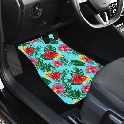 Hibiscus Hawaiian Flower Front and Back Car Floor Mats