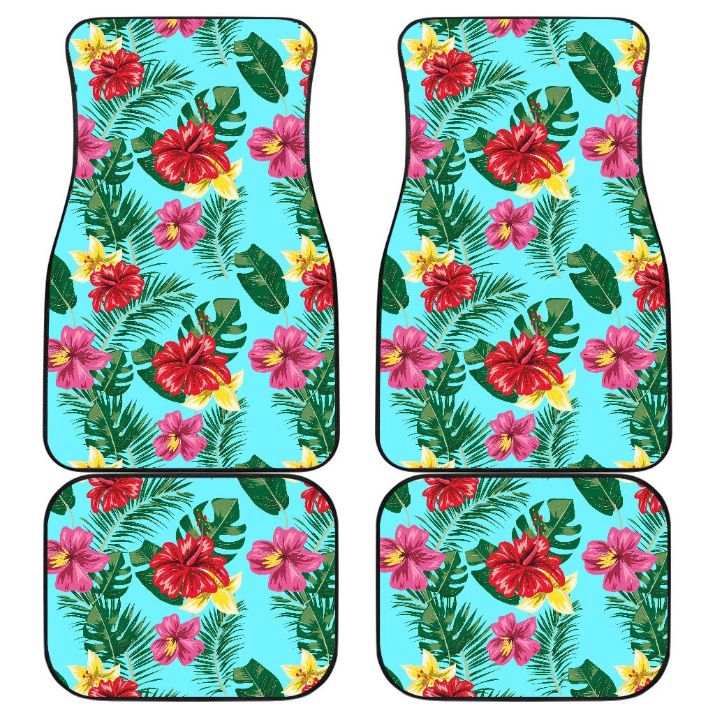Hibiscus Hawaiian Flower Front and Back Car Floor Mats