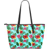 Hibiscus Hawaiian Flower Large Leather Tote Bag