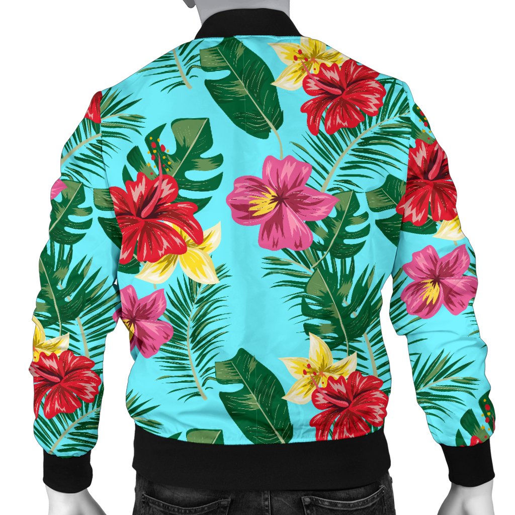 Hibiscus Hawaiian Flower Men Casual Bomber Jacket