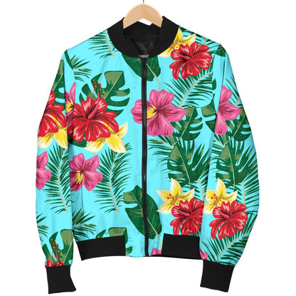 Hibiscus Hawaiian Flower Men Casual Bomber Jacket