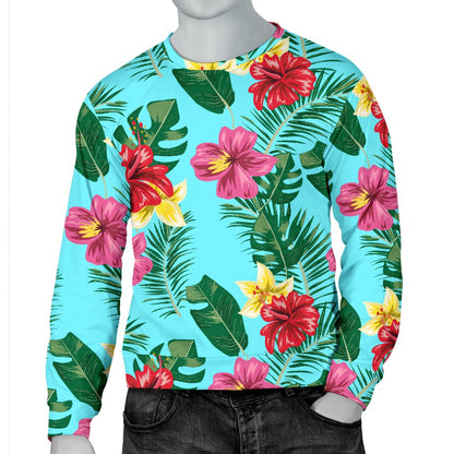 Hibiscus Hawaiian Flower Men Crewneck Sweatshirt