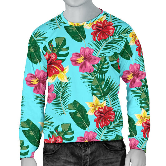 Hibiscus Hawaiian Flower Men Crewneck Sweatshirt