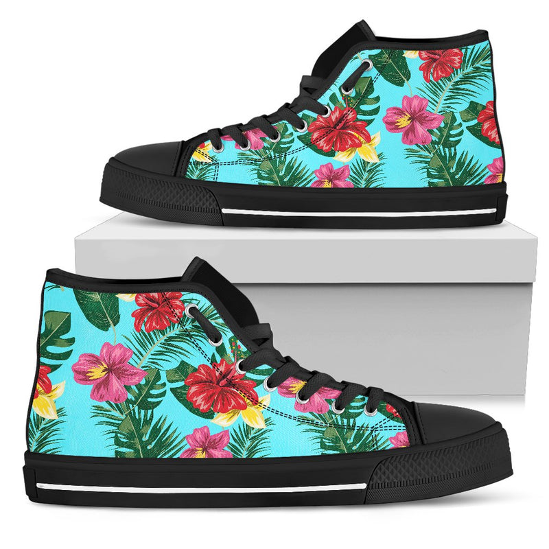 Hibiscus Hawaiian Flower Men High Top Shoes