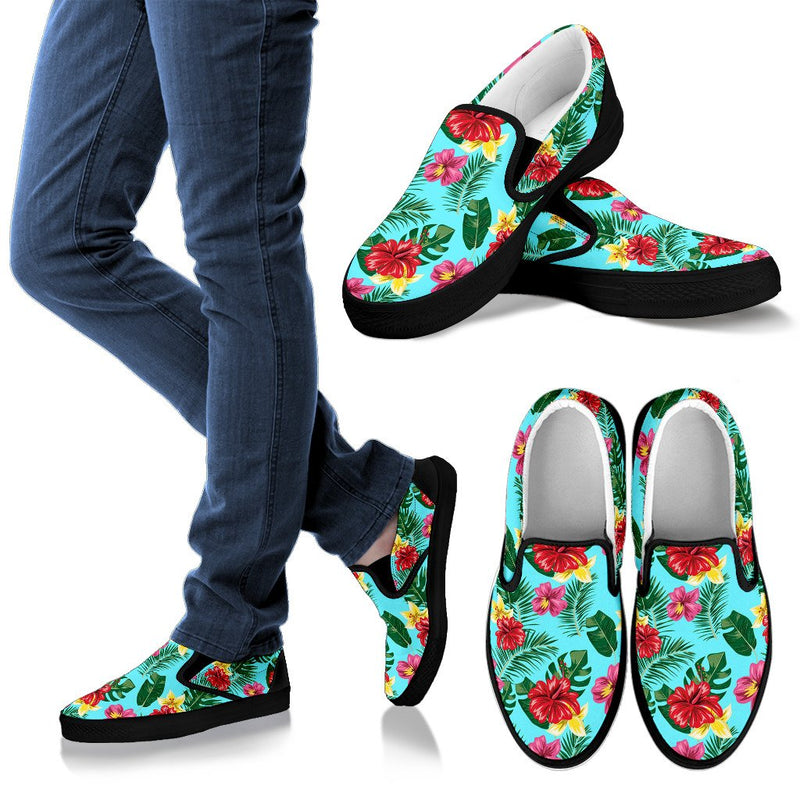Hibiscus Hawaiian Flower Men Slip On Shoes