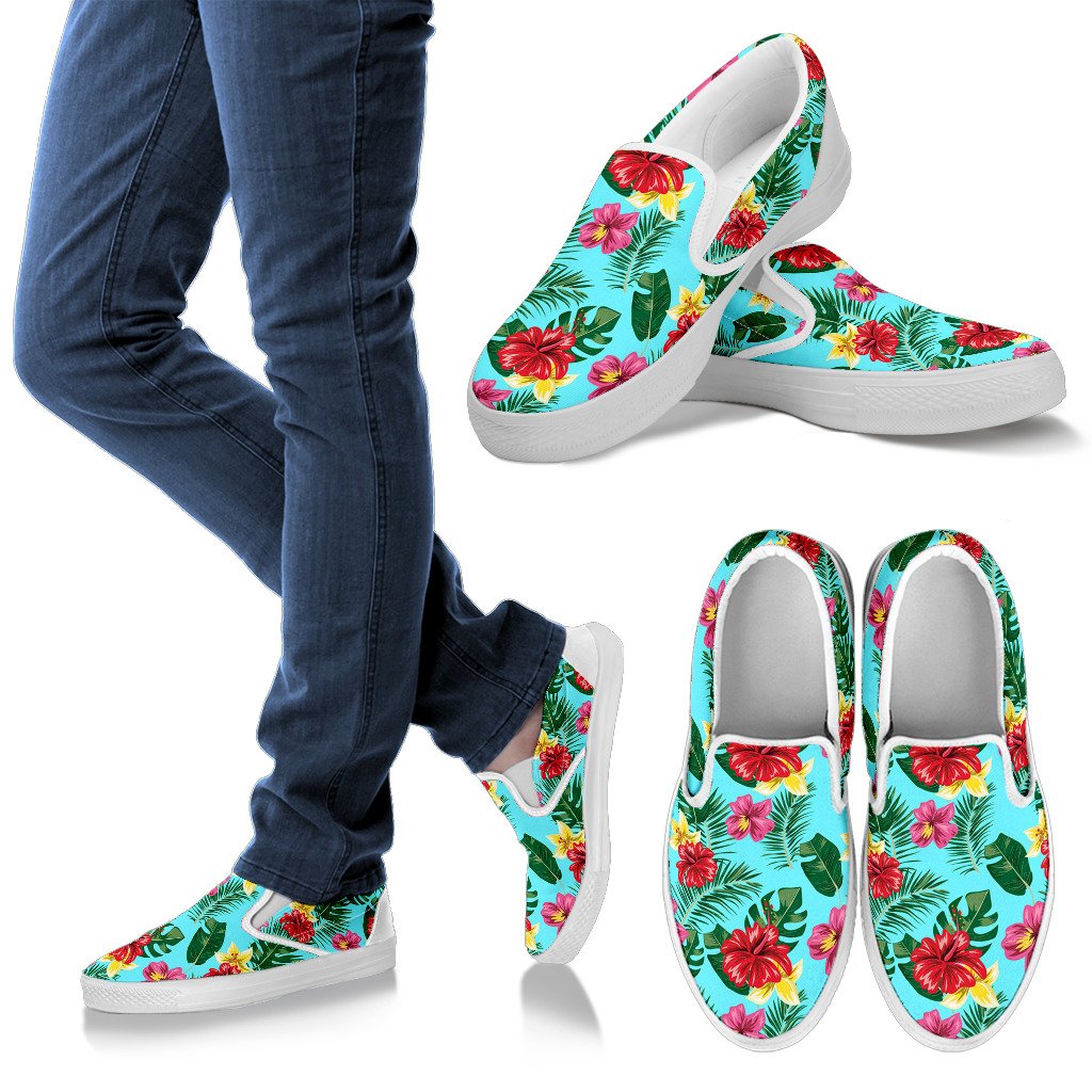 Hibiscus Hawaiian Flower Men Slip On Shoes