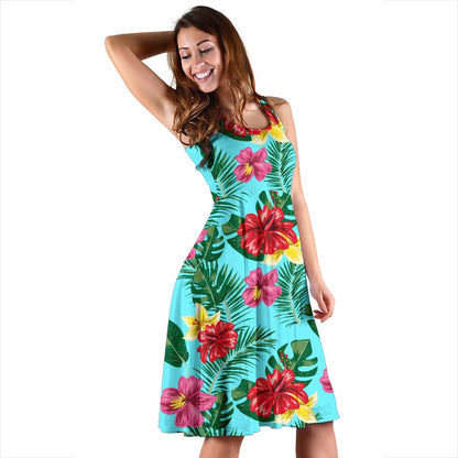 Hibiscus Hawaiian Flower Sleeveless Mini Dress