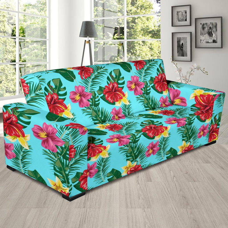 Hibiscus Hawaiian Flower Sofa Slipcover-JORJUNE.COM