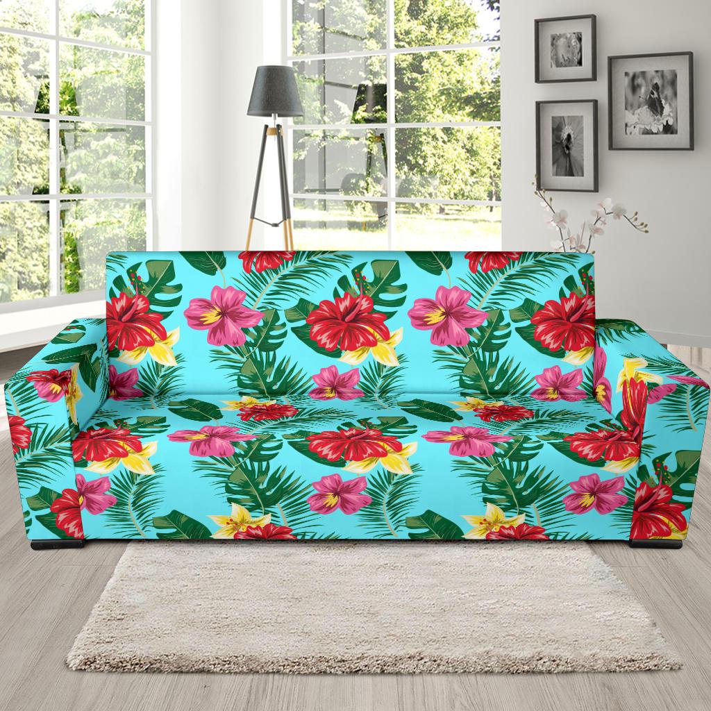 Hibiscus Hawaiian Flower Sofa Slipcover-JORJUNE.COM