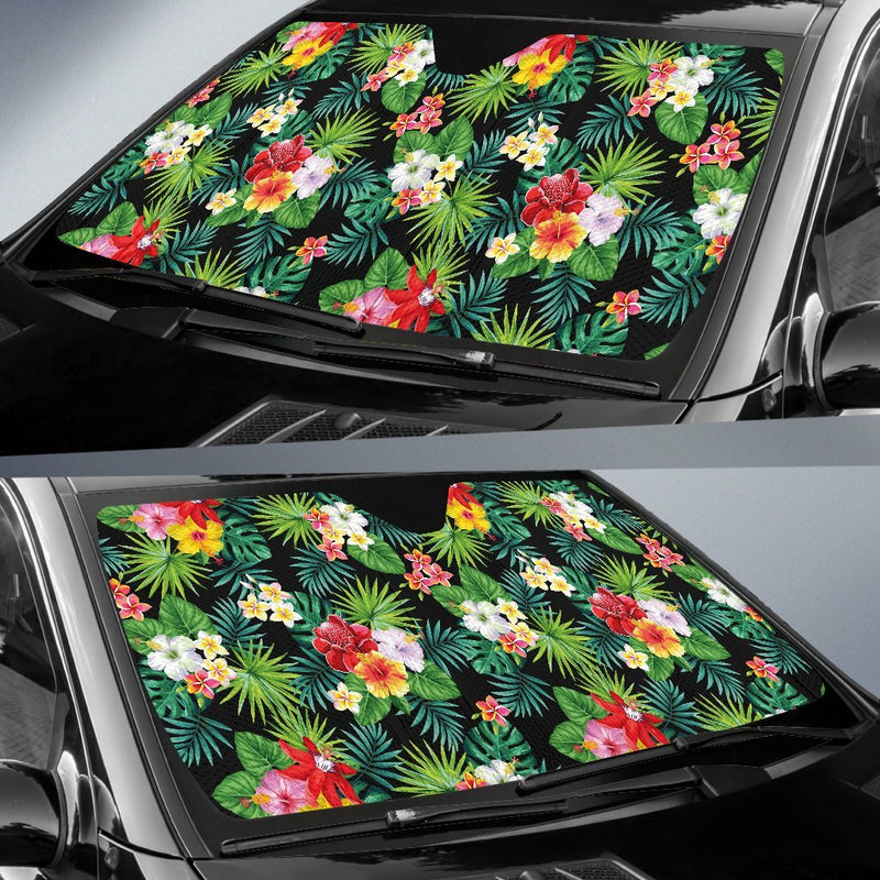 Hibiscus Hawaiian Flower Tropical Car Sun Shade-JorJune