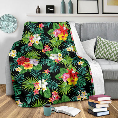 Hibiscus Hawaiian Flower Tropical Fleece Blanket