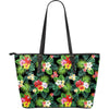 Hibiscus Hawaiian flower tropical Large Leather Tote Bag