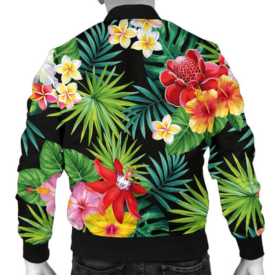 Hibiscus Hawaiian Flower Tropical Men Casual Bomber Jacket