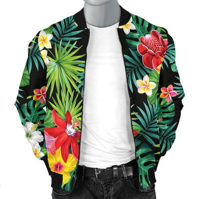 Hibiscus Hawaiian Flower Tropical Men Casual Bomber Jacket