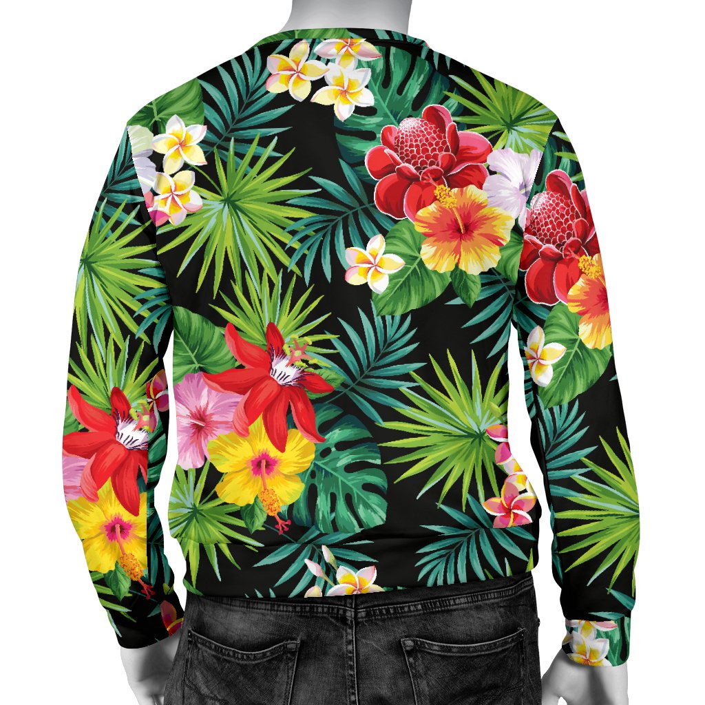 Hibiscus Hawaiian Flower Tropical Men Crewneck Sweatshirt