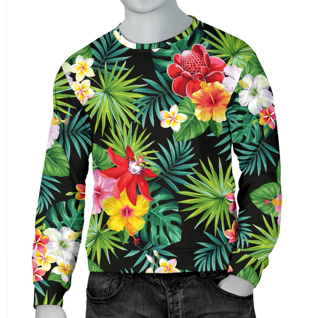 Hibiscus Hawaiian Flower Tropical Men Crewneck Sweatshirt