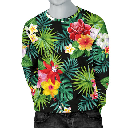 Hibiscus Hawaiian Flower Tropical Men Crewneck Sweatshirt