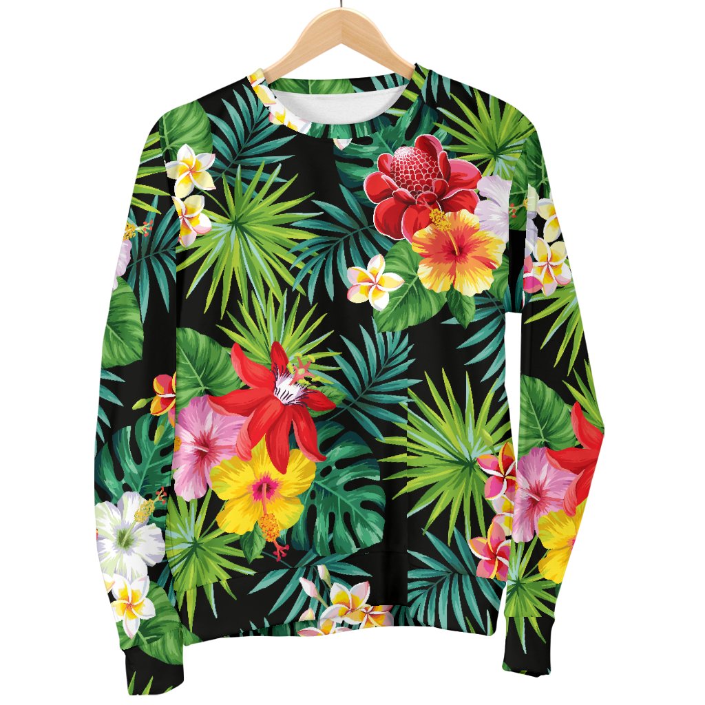 Hibiscus Hawaiian Flower Tropical Men Crewneck Sweatshirt