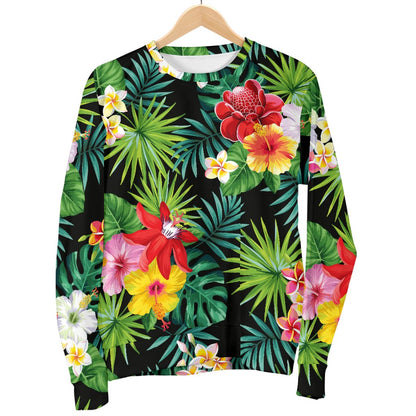 Hibiscus Hawaiian Flower Tropical Men Crewneck Sweatshirt