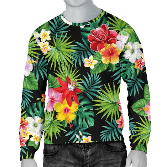 Hibiscus Hawaiian Flower Tropical Men Crewneck Sweatshirt