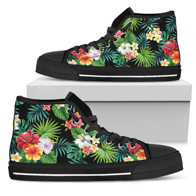 Hibiscus Hawaiian Flower Tropical Men High Top Shoes