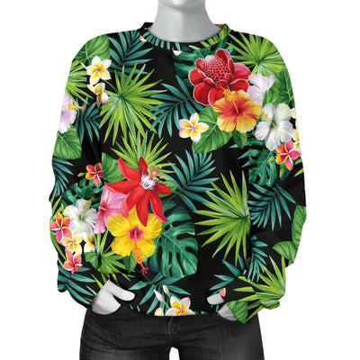 Hibiscus Hawaiian Flower Tropical Women Crewneck Sweatshirt