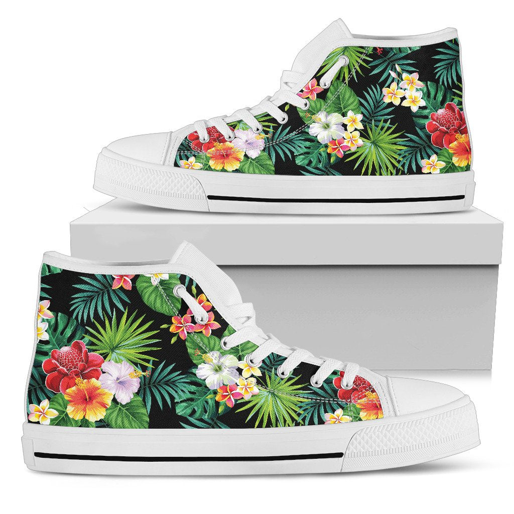 Hibiscus Hawaiian Flower Tropical Women High Top Shoes