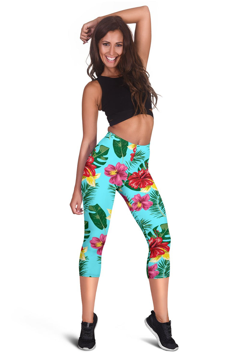 Hibiscus Hawaiian Flower Women Capris