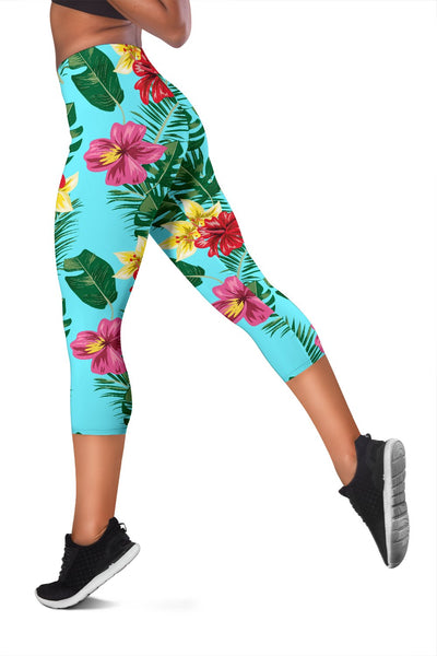 Hibiscus Hawaiian Flower Women Capris