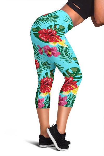 Hibiscus Hawaiian Flower Women Capris