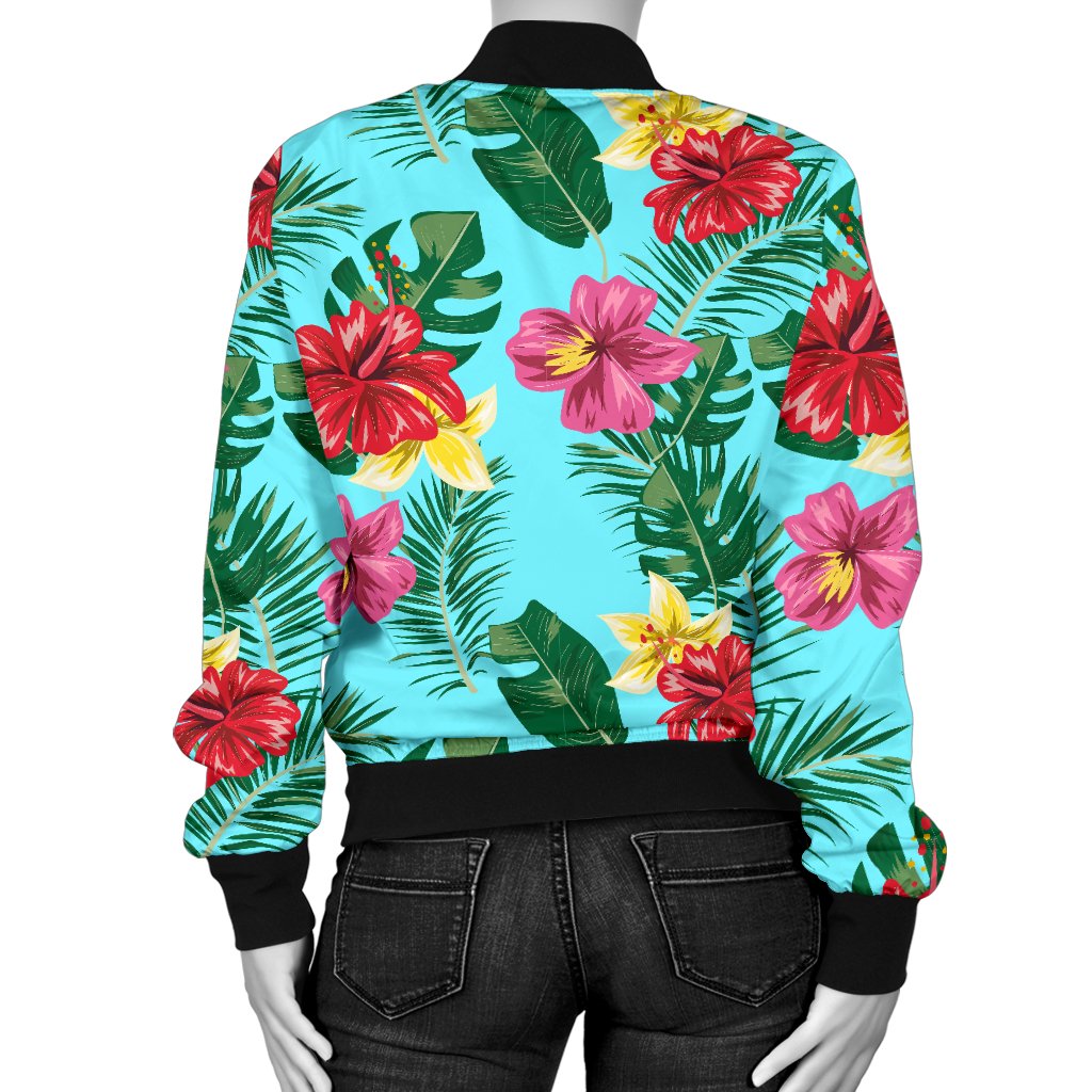 Hibiscus Hawaiian Flower Women Casual Bomber Jacket