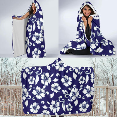 Hibiscus Pattern Print Design HB010 Hooded Blanket-JORJUNE.COM