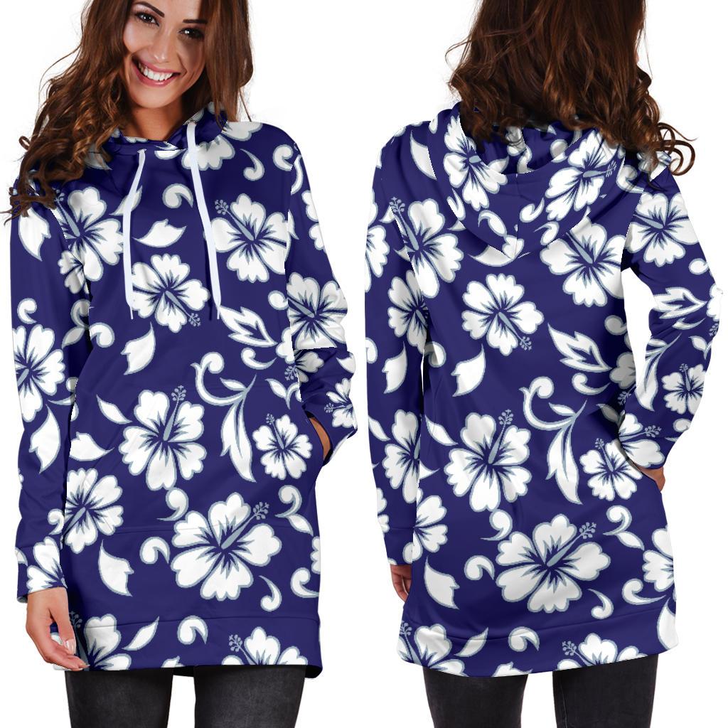 Hibiscus Pattern Print Design HB010 Women Hoodie Dress