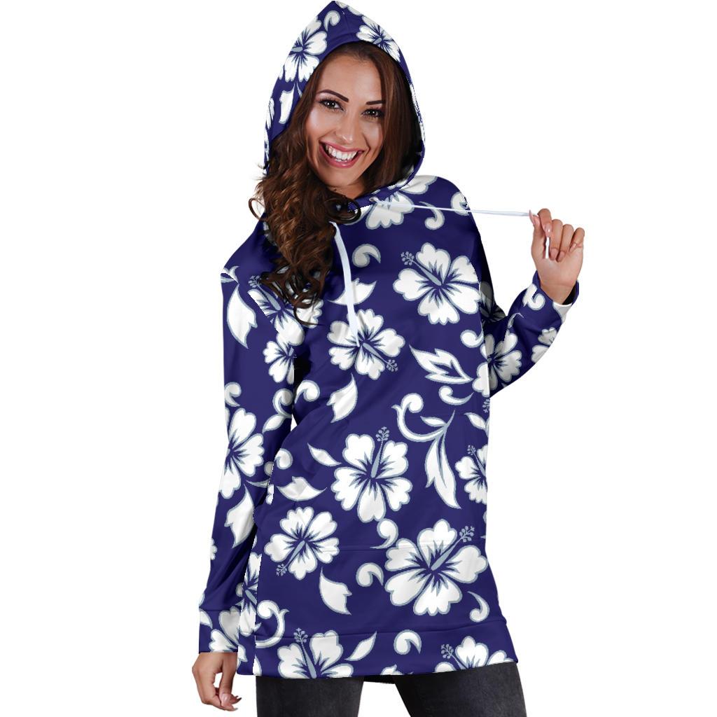 Hibiscus Pattern Print Design HB010 Women Hoodie Dress