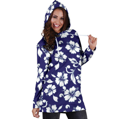 Hibiscus Pattern Print Design HB010 Women Hoodie Dress