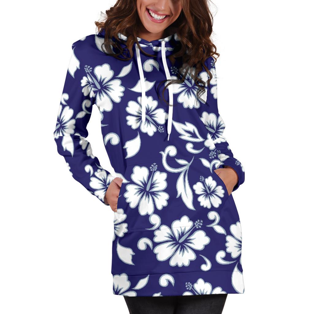 Hibiscus Pattern Print Design HB010 Women Hoodie Dress