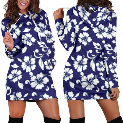 Hibiscus Pattern Print Design HB010 Women Hoodie Dress