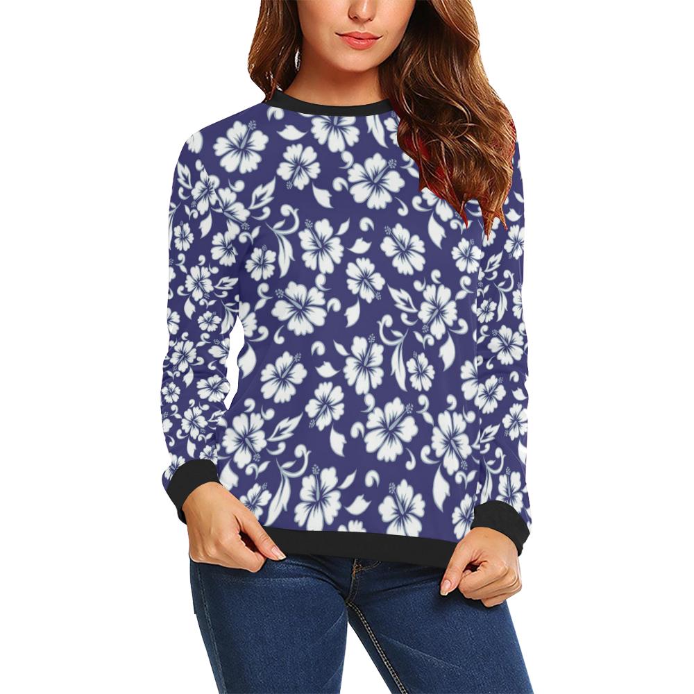 Hibiscus Pattern Print Design HB010 Women Long Sleeve Sweatshirt-JorJune