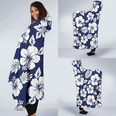 Hibiscus Pattern Print Design HB012 Hooded Blanket-JORJUNE.COM