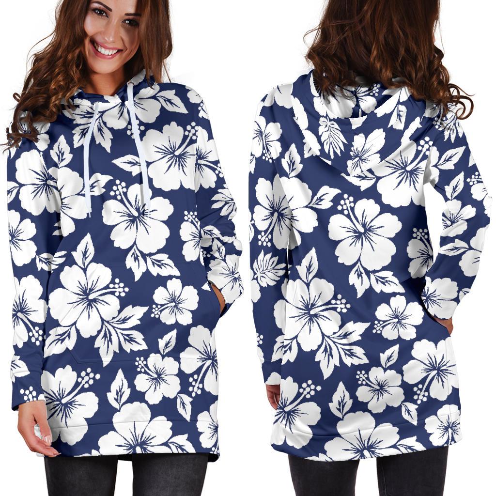 Hibiscus Pattern Print Design HB012 Women Hoodie Dress
