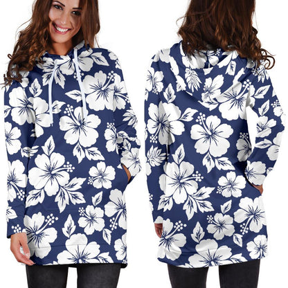 Hibiscus Pattern Print Design HB012 Women Hoodie Dress