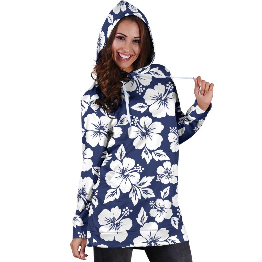 Hibiscus Pattern Print Design HB012 Women Hoodie Dress